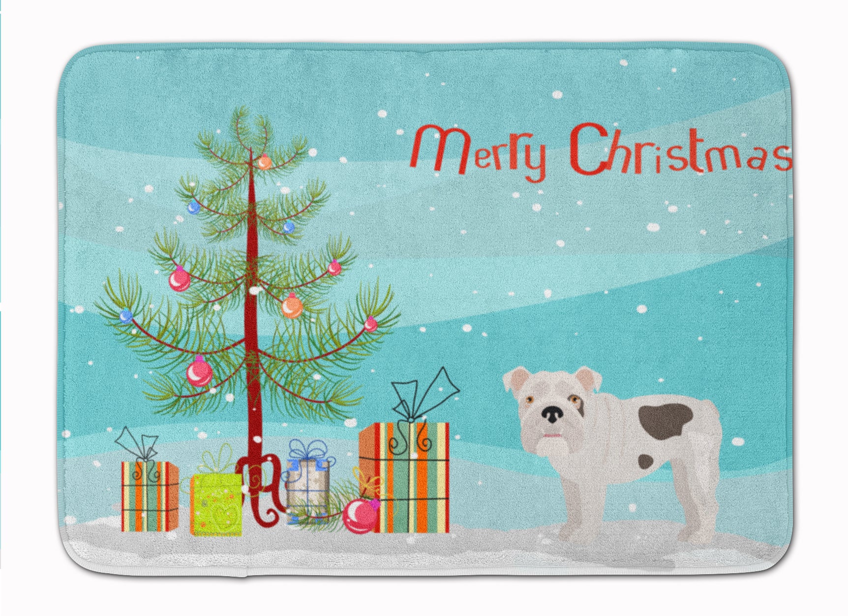 Bulldog, English Bulldog Christmas Tree Machine Washable Memory Foam Mat CK3453RUG - the-store.com