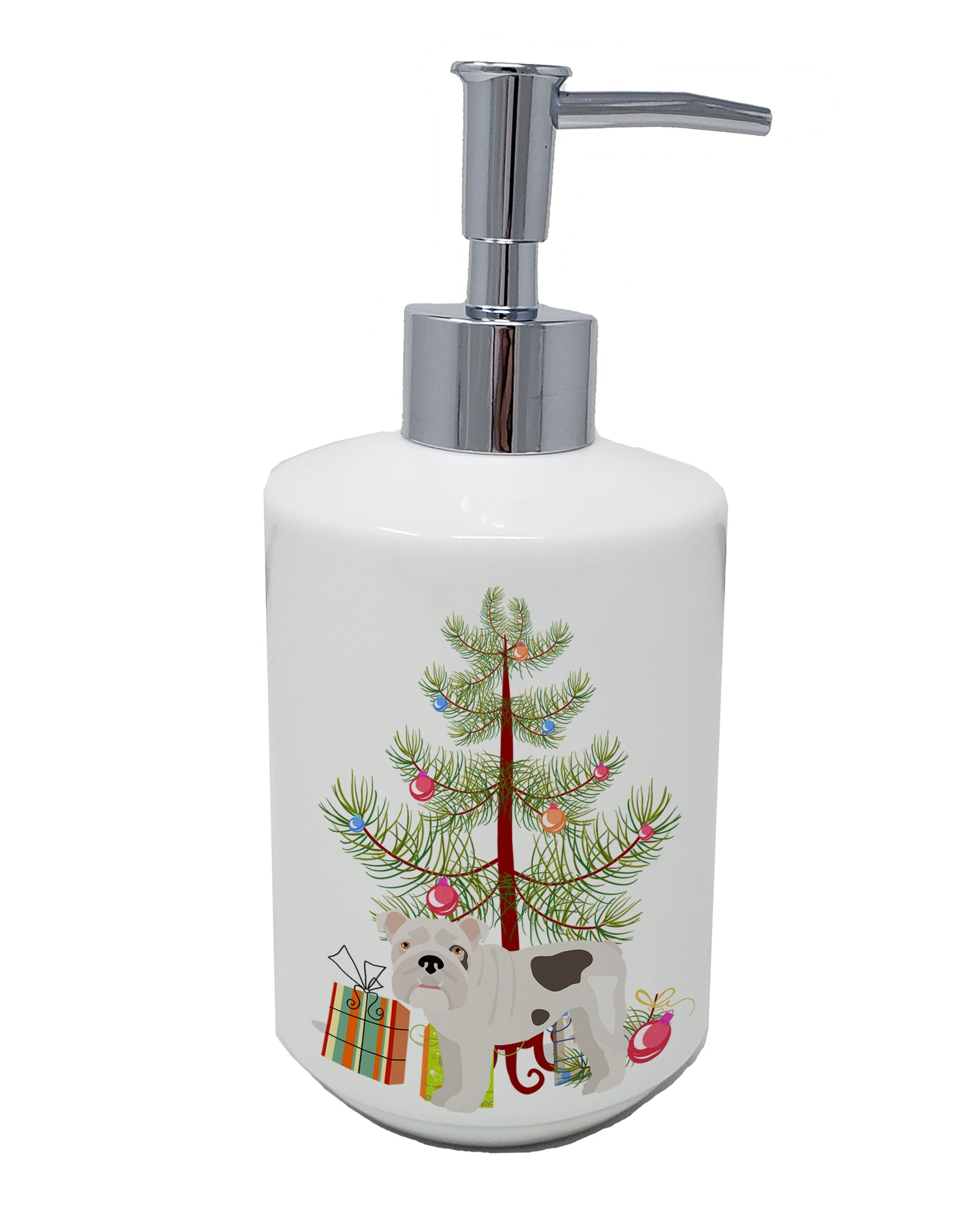 Buy this Bulldog, English Bulldog Christmas Tree Ceramic Soap Dispenser