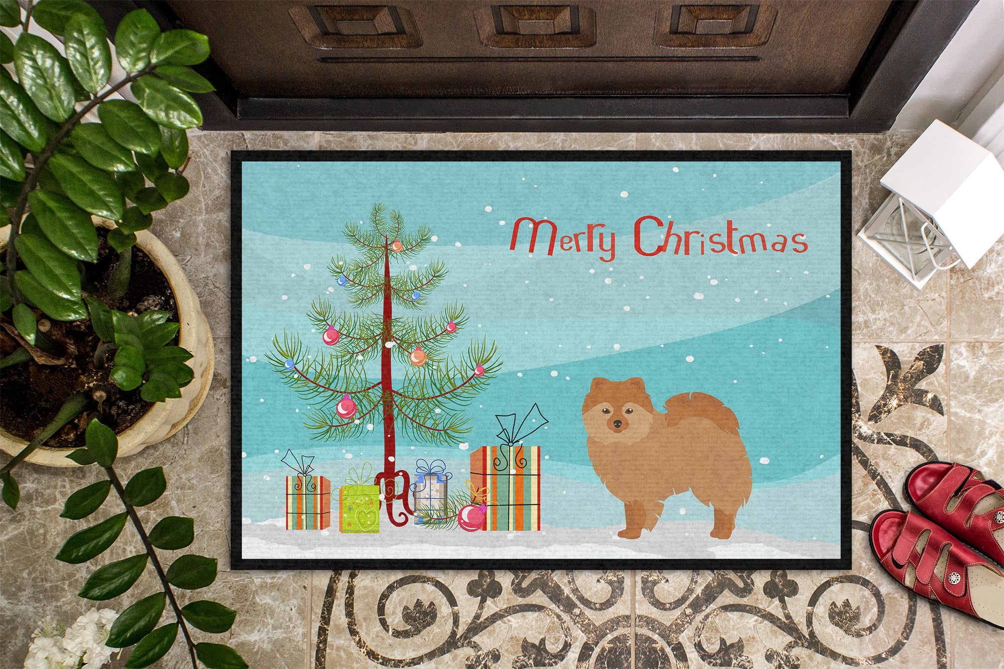 German Spitz Christmas Tree Indoor or Outdoor Mat 24x36 CK3456JMAT by Caroline's Treasures