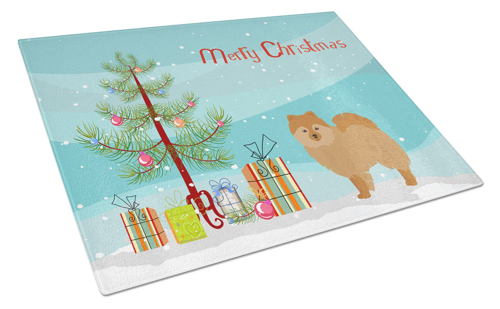 German Spitz Christmas Tree Glass Cutting Board Large CK3456LCB by Caroline's Treasures