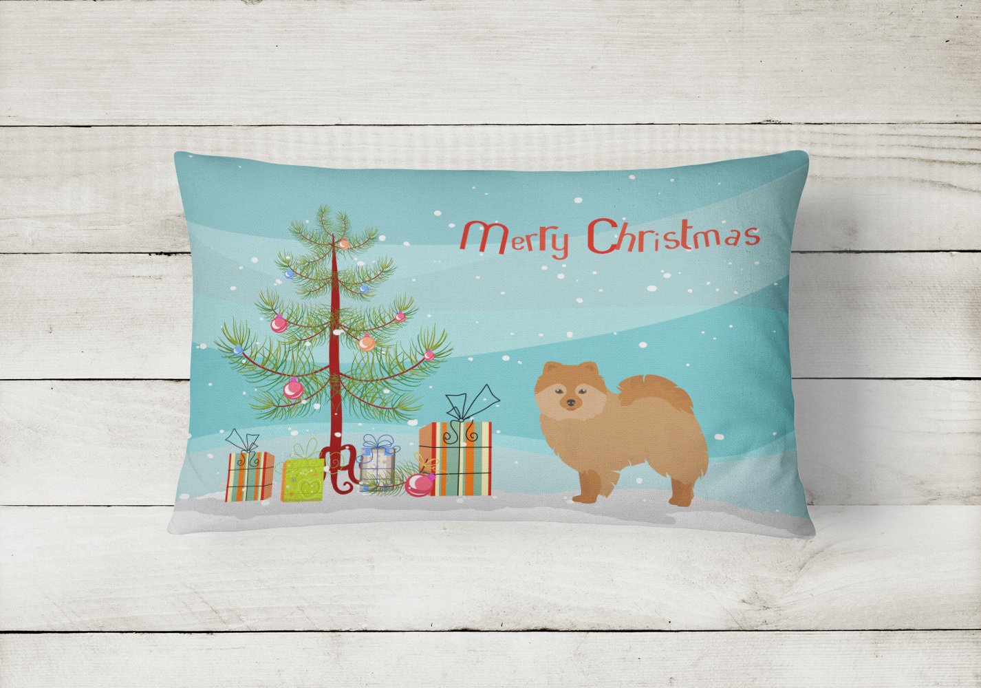 German Spitz Christmas Tree Canvas Fabric Decorative Pillow CK3456PW1216 by Caroline's Treasures