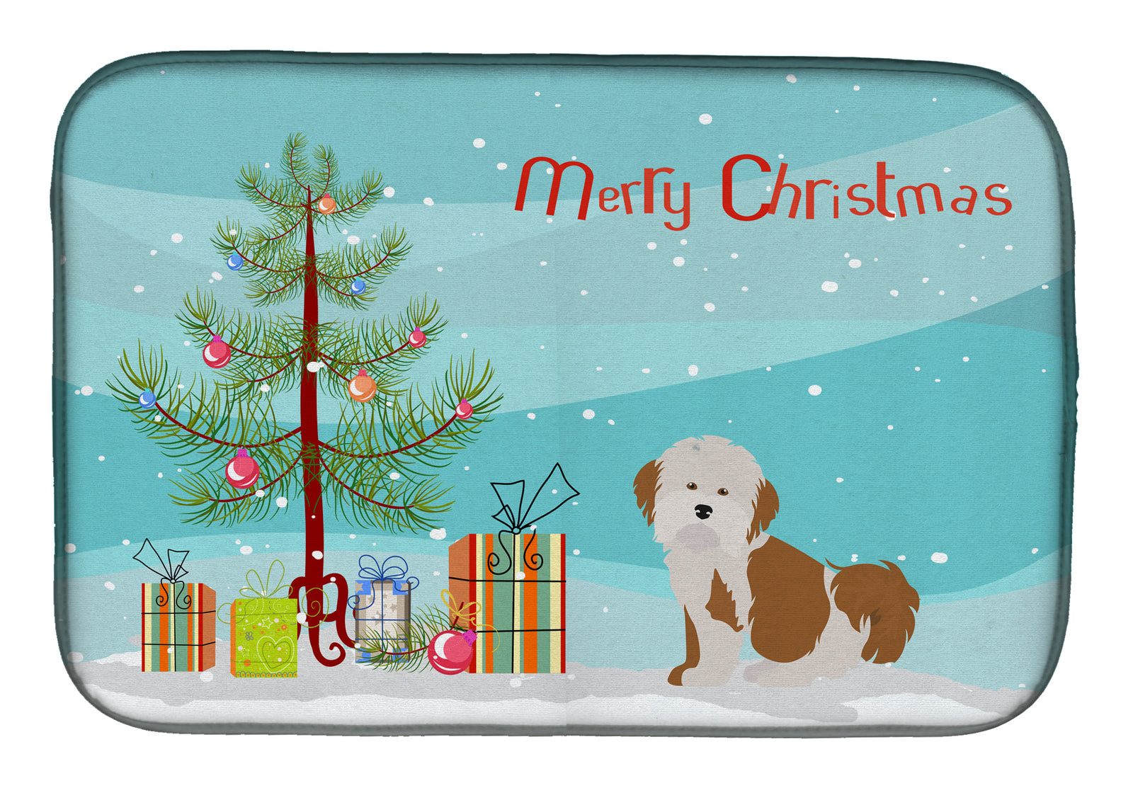 Havanese Christmas Tree Dish Drying Mat CK3458DDM  the-store.com.