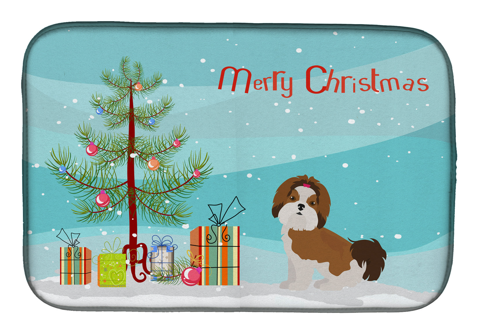 Imperial Shih Tzu Christmas Tree Dish Drying Mat CK3459DDM  the-store.com.