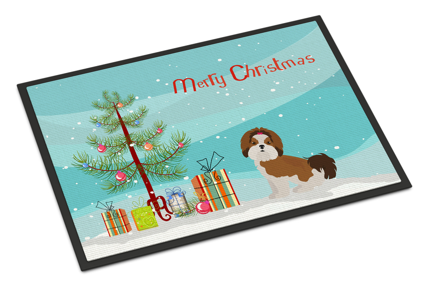 Imperial Shih Tzu Christmas Tree Indoor or Outdoor Mat 18x27 CK3459MAT - the-store.com