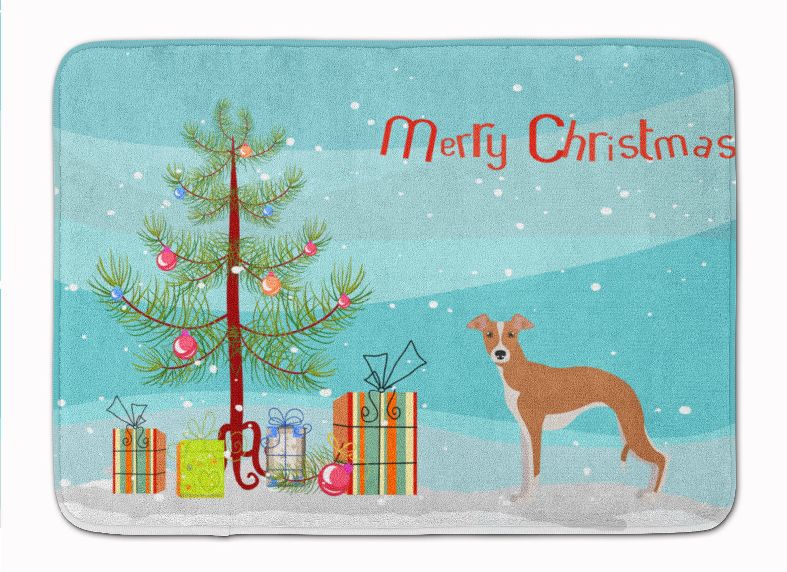 Italian Greyhound Christmas Tree Machine Washable Memory Foam Mat CK3460RUG - the-store.com