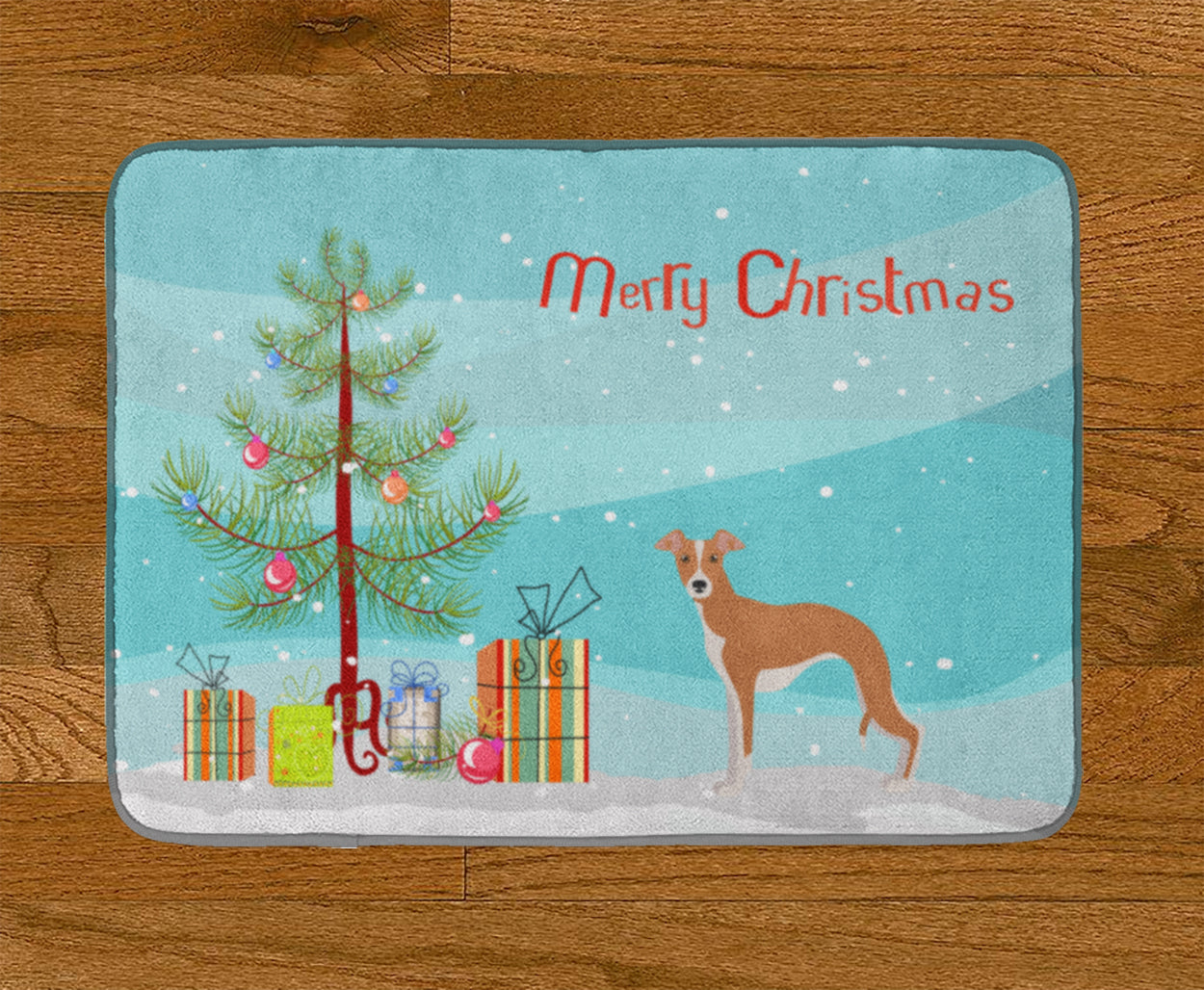 Italian Greyhound Christmas Tree Machine Washable Memory Foam Mat CK3460RUG - the-store.com