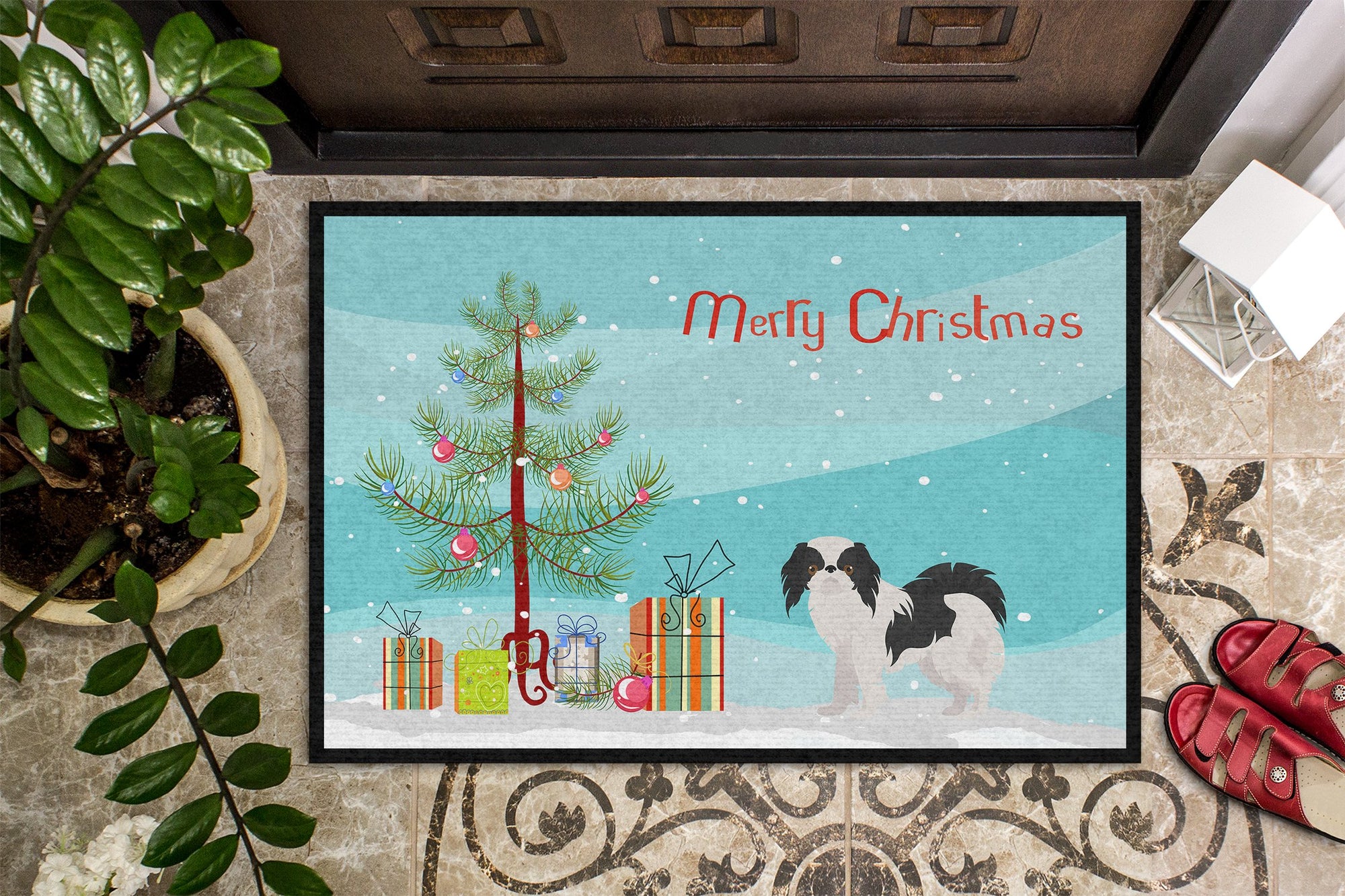 Japanese Chin Christmas Tree Indoor or Outdoor Mat 24x36 CK3462JMAT by Caroline's Treasures