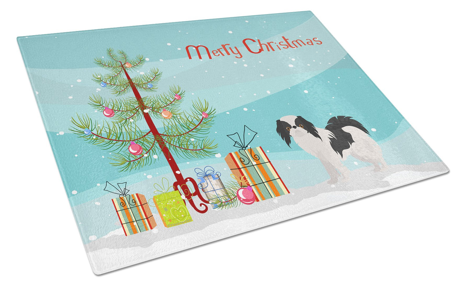 Japanese Chin Christmas Tree Glass Cutting Board Large CK3462LCB by Caroline's Treasures