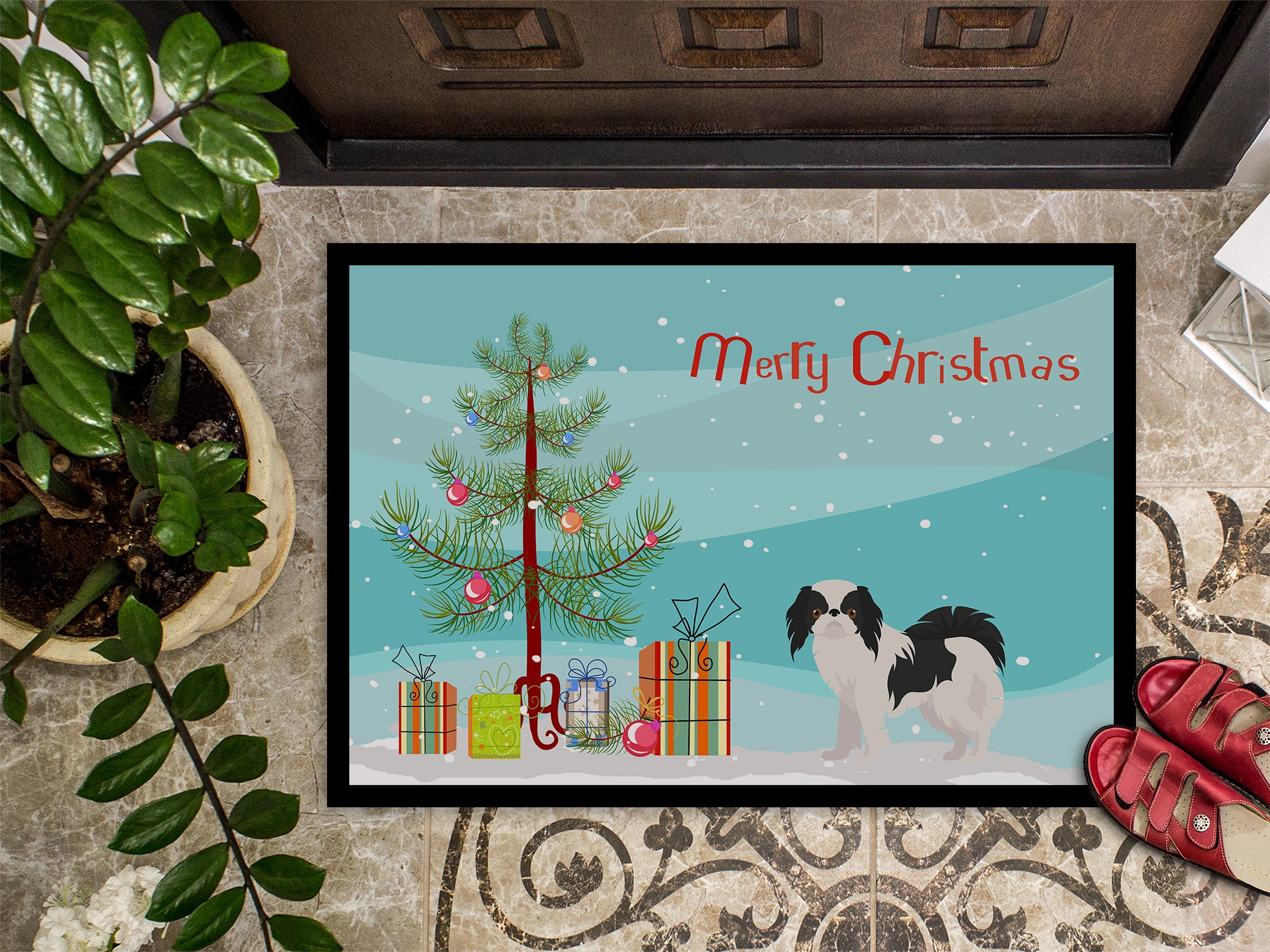 Japanese Chin Christmas Tree Indoor or Outdoor Mat 18x27 CK3462MAT - the-store.com