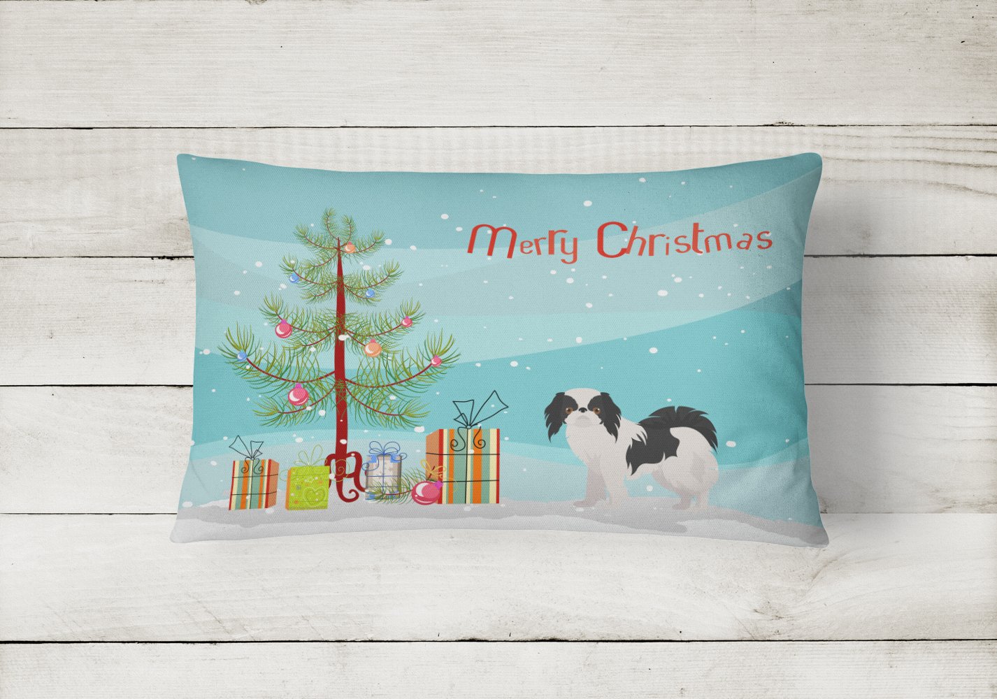 Japanese Chin Christmas Tree Canvas Fabric Decorative Pillow CK3462PW1216 by Caroline's Treasures