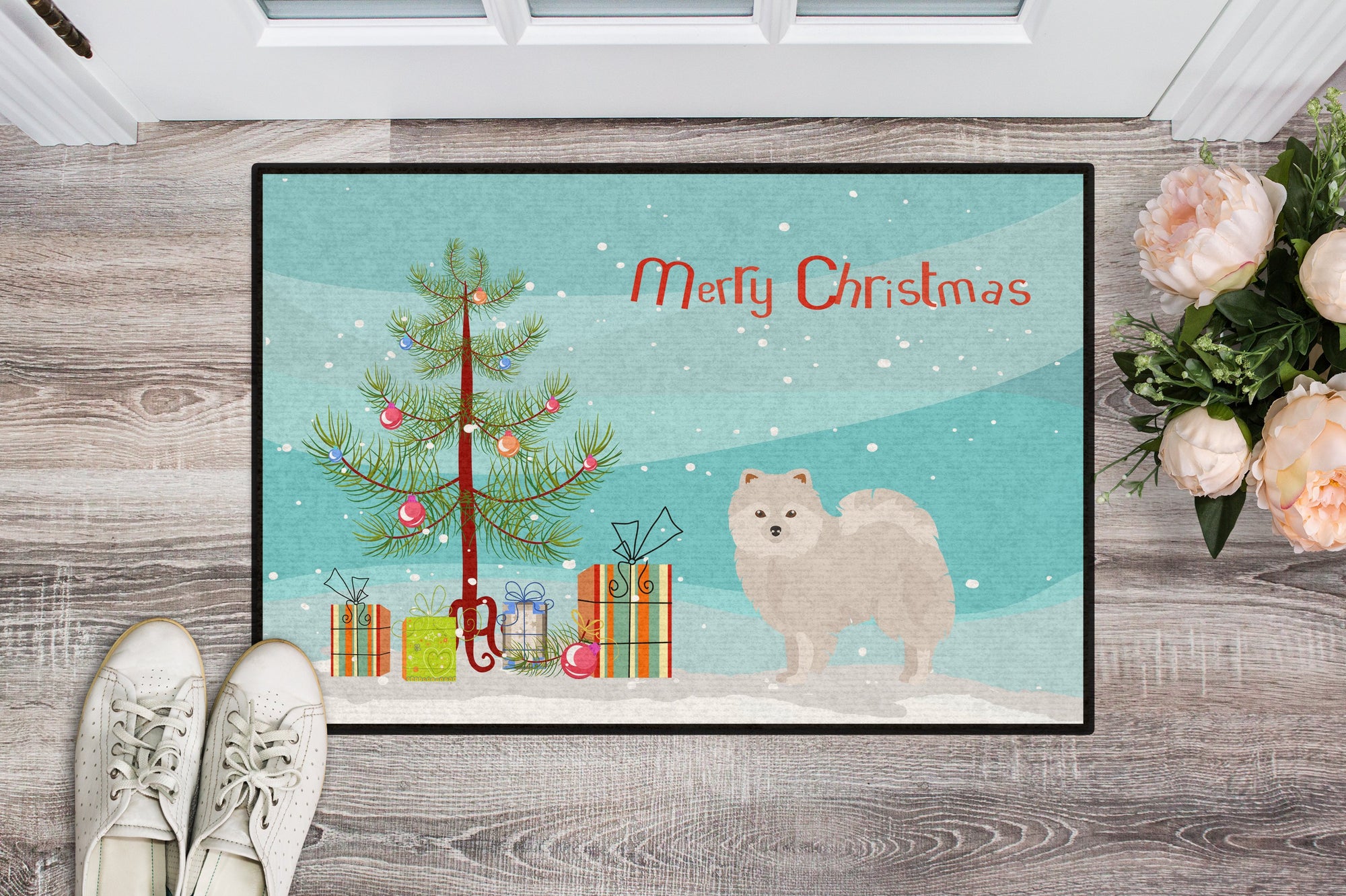 Japanese Spitz Christmas Tree Indoor or Outdoor Mat 24x36 CK3463JMAT by Caroline's Treasures