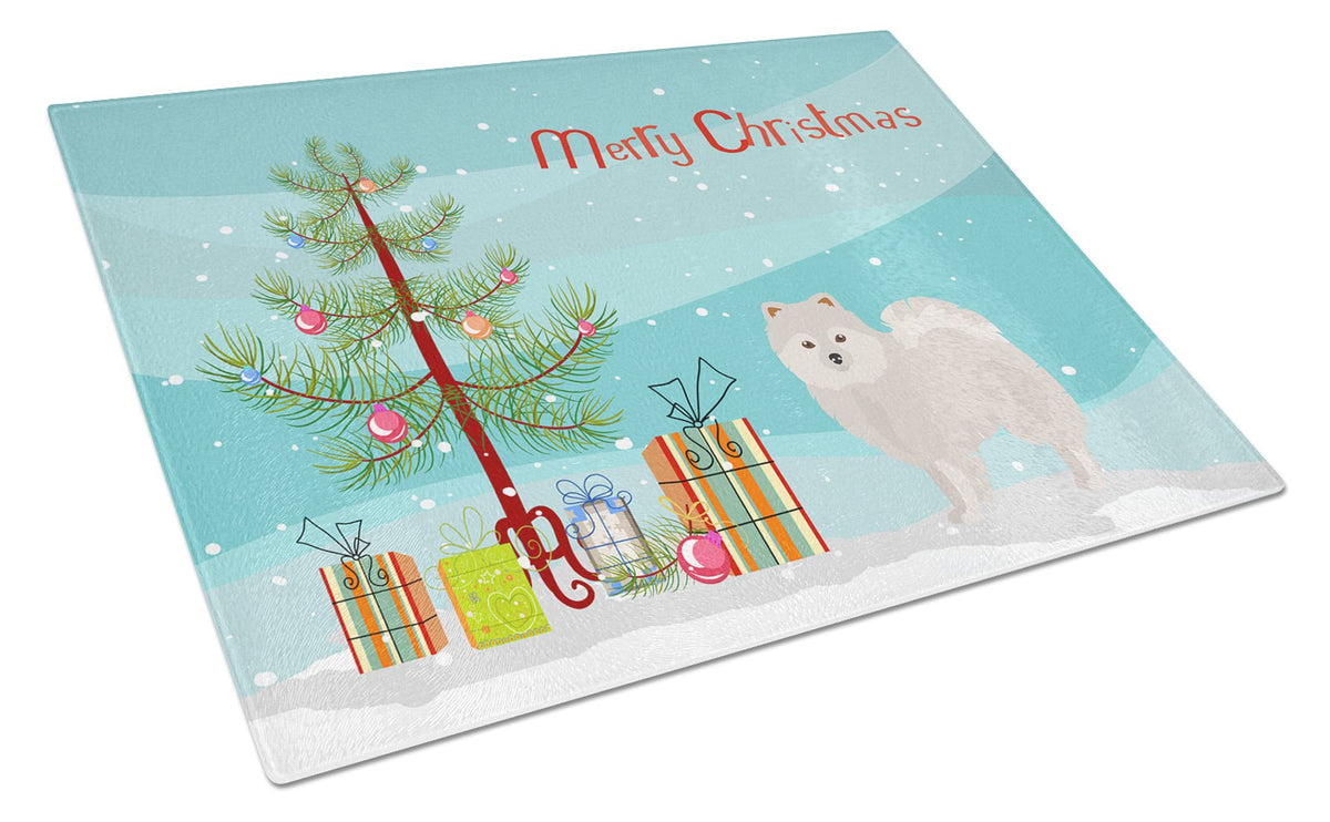 Japanese Spitz Christmas Tree Glass Cutting Board Large CK3463LCB by Caroline&#39;s Treasures