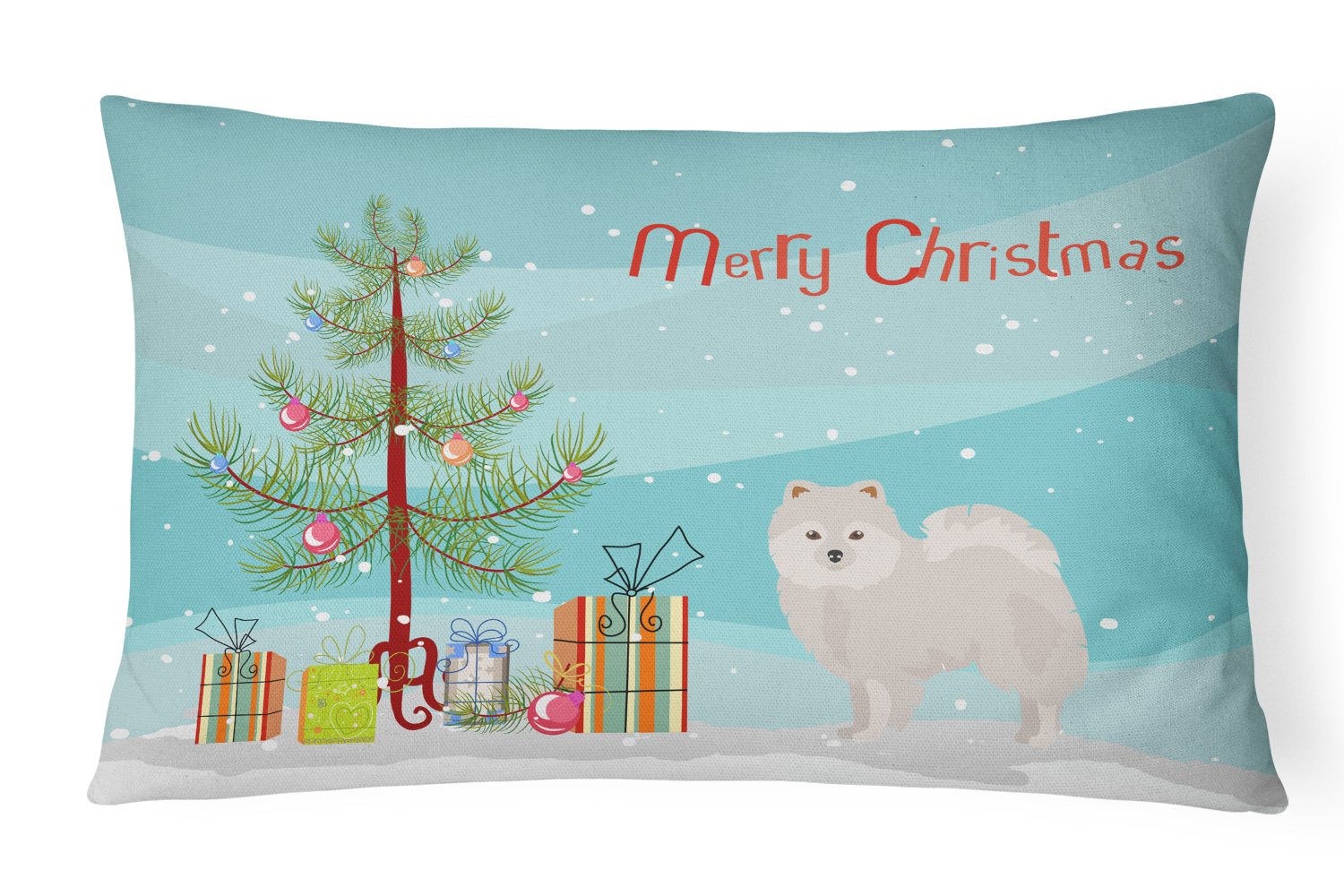 Japanese Spitz Christmas Tree Canvas Fabric Decorative Pillow CK3463PW1216 by Caroline's Treasures