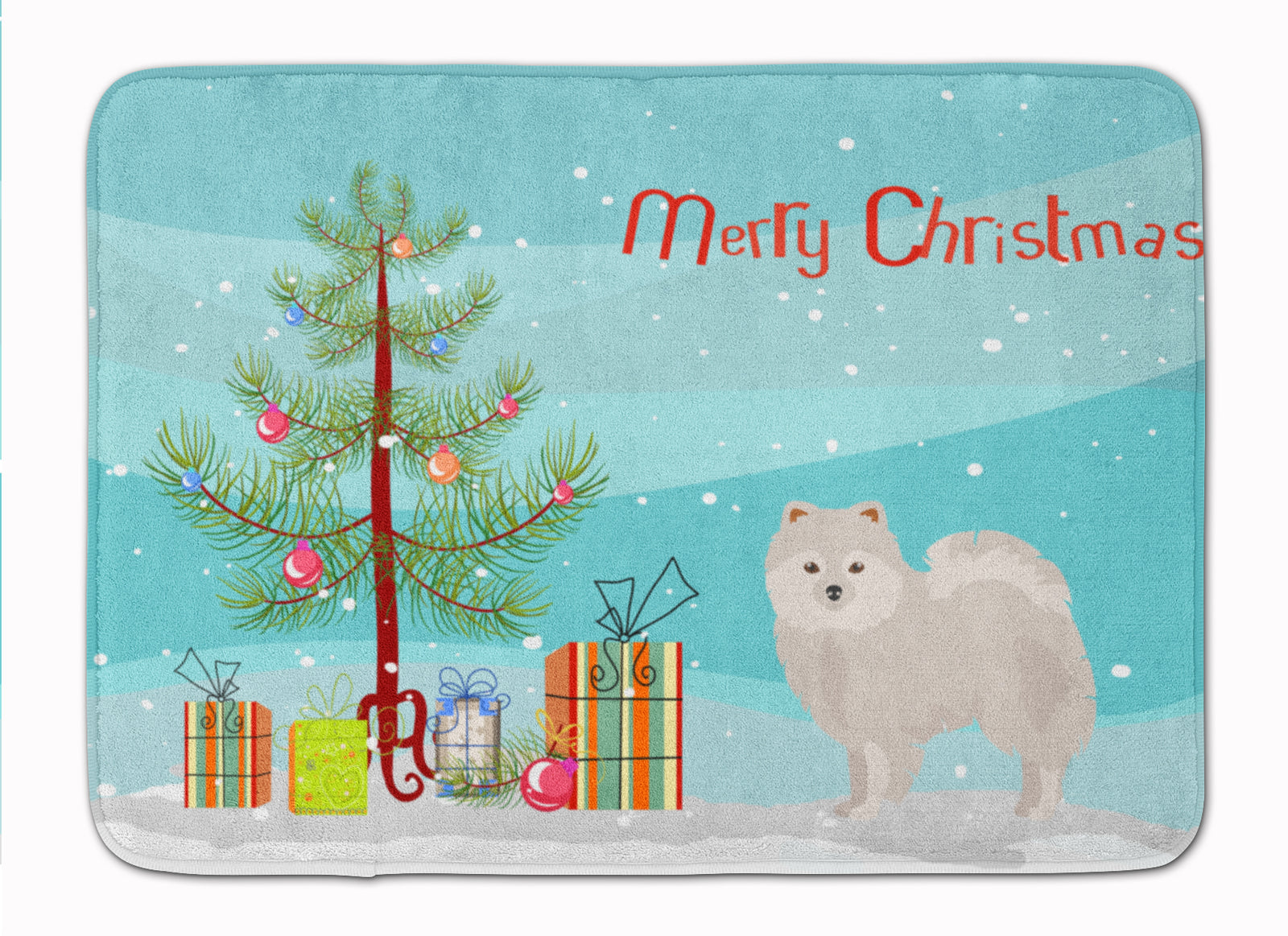 Japanese Spitz Christmas Tree Machine Washable Memory Foam Mat CK3463RUG - the-store.com