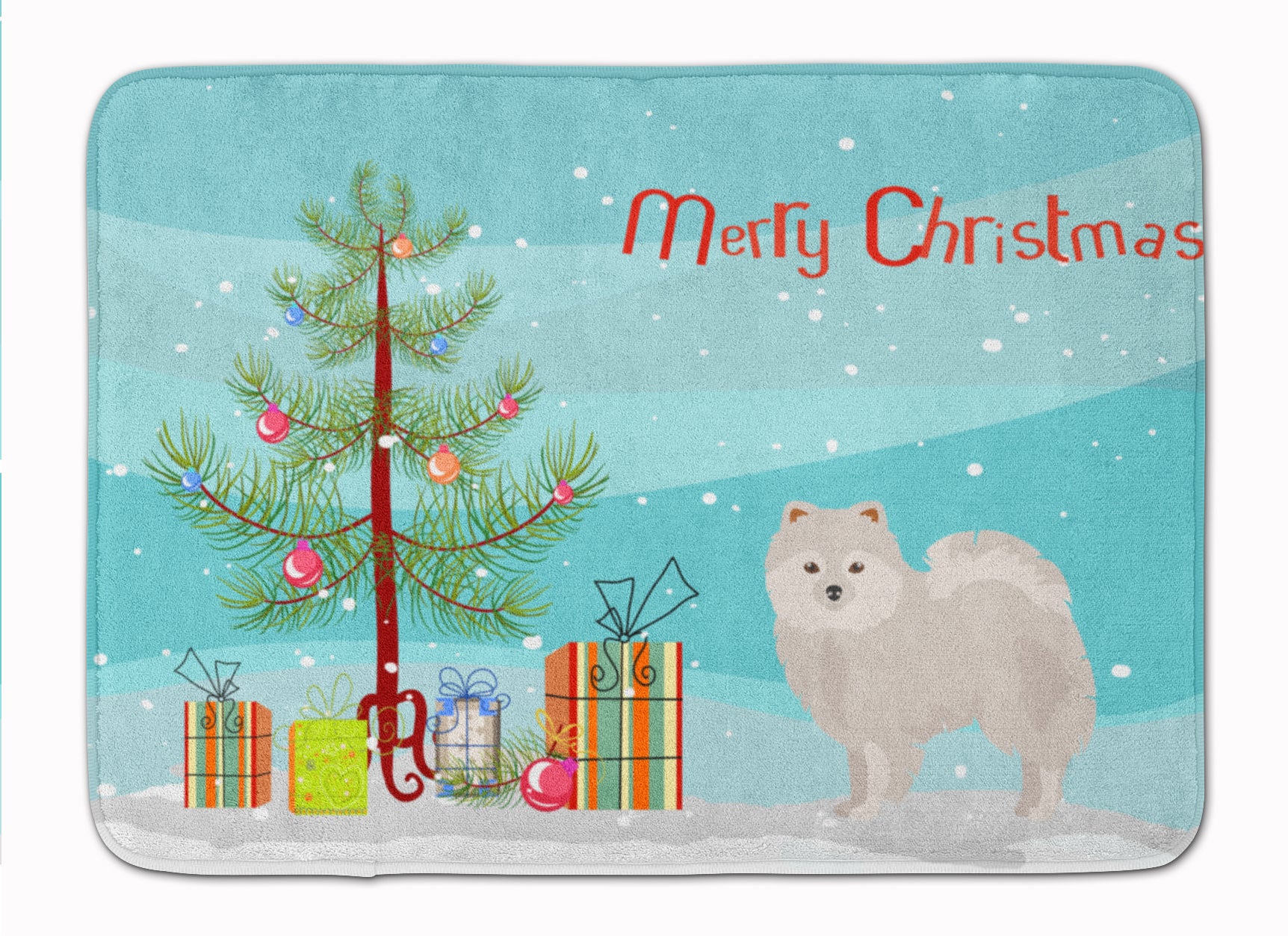 Japanese Spitz Christmas Tree Machine Washable Memory Foam Mat CK3463RUG - the-store.com