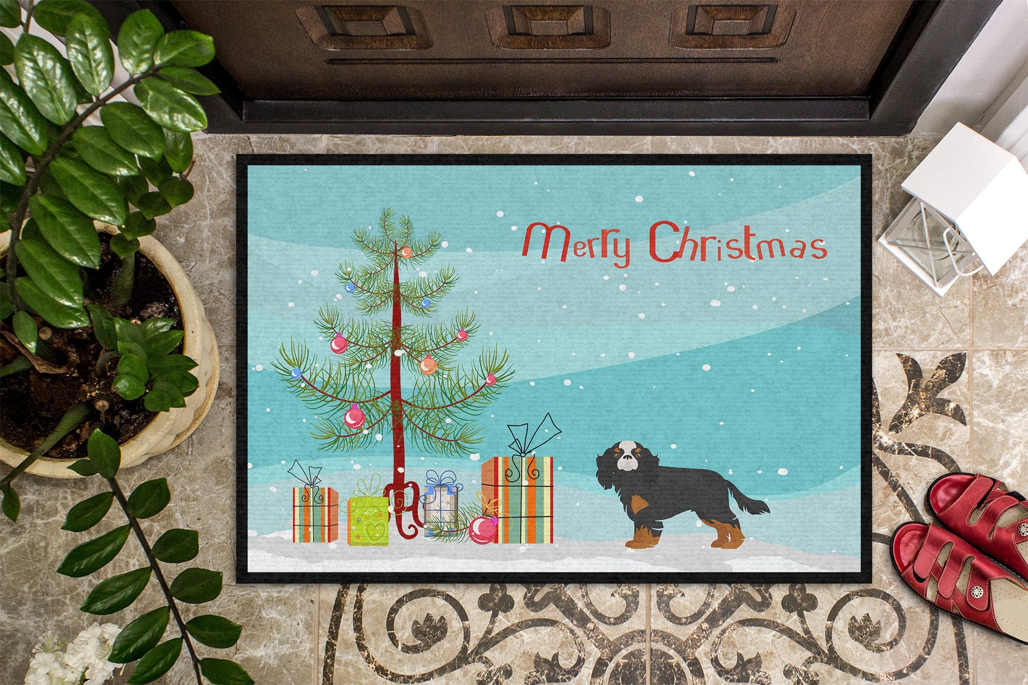 Cavalier King Charles Spaniel Christmas Tree Indoor or Outdoor Mat 24x36 CK3465JMAT by Caroline's Treasures