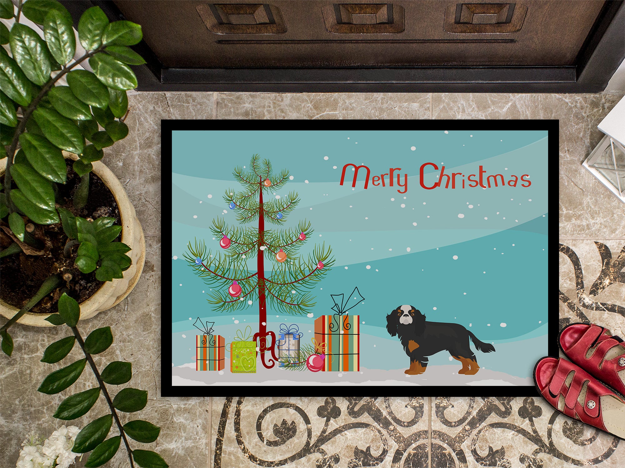 Cavalier King Charles Spaniel Christmas Tree Indoor or Outdoor Mat 18x27 CK3465MAT - the-store.com