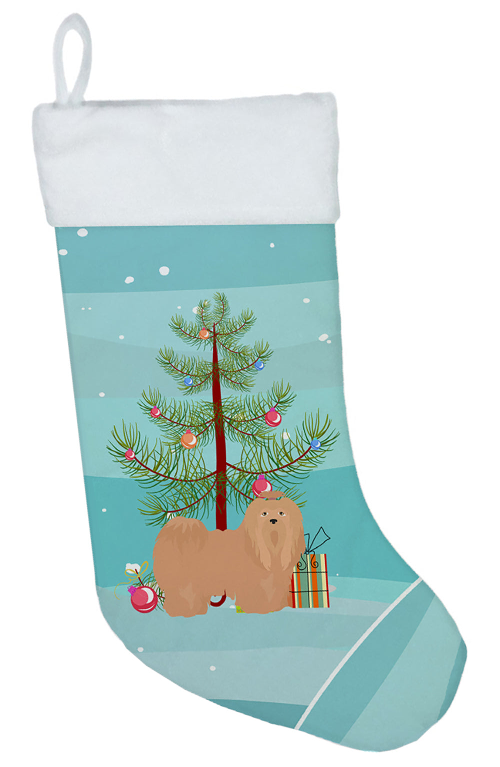 Tan Lhasa Apso Christmas Tree Christmas Stocking CK3468CS  the-store.com.