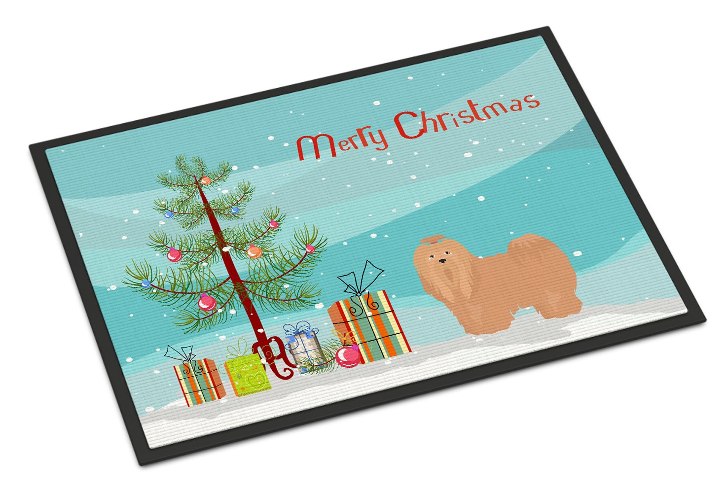 Tan Lhasa Apso Christmas Tree Indoor or Outdoor Mat 24x36 CK3468JMAT by Caroline's Treasures