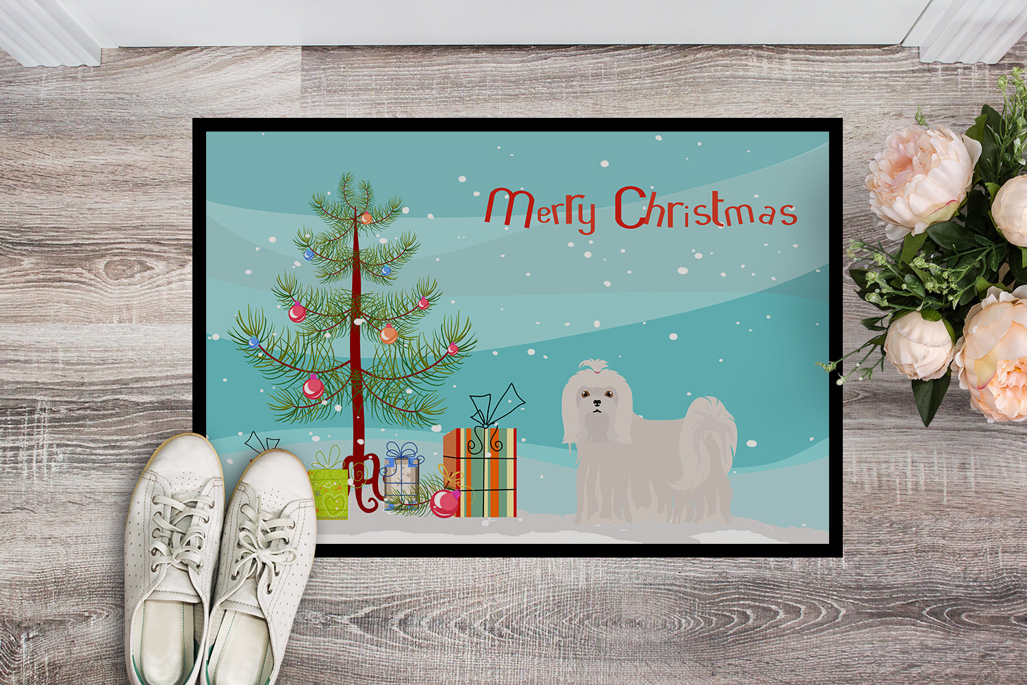 Maltese Christmas Tree Indoor or Outdoor Mat 18x27 CK3471MAT - the-store.com