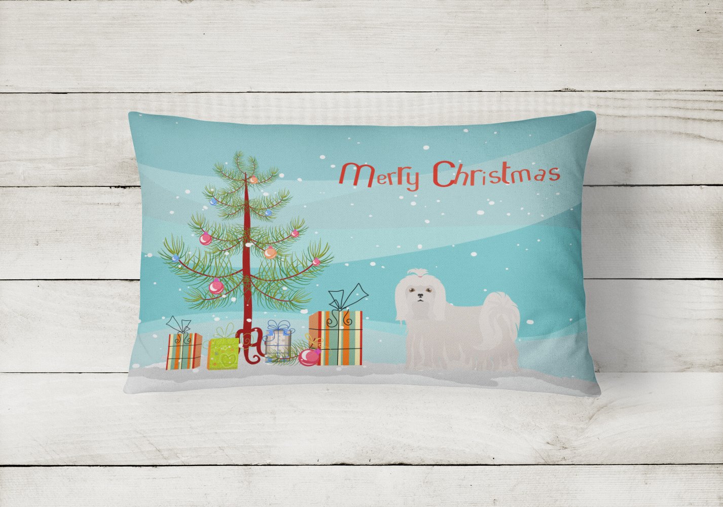 Maltese Christmas Tree Canvas Fabric Decorative Pillow CK3471PW1216 by Caroline's Treasures