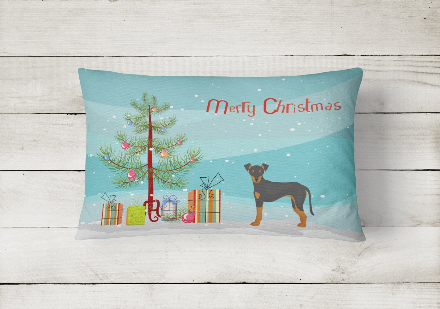 Manchester Terrier Christmas Tree Canvas Fabric Decorative Pillow CK3472PW1216 by Caroline's Treasures