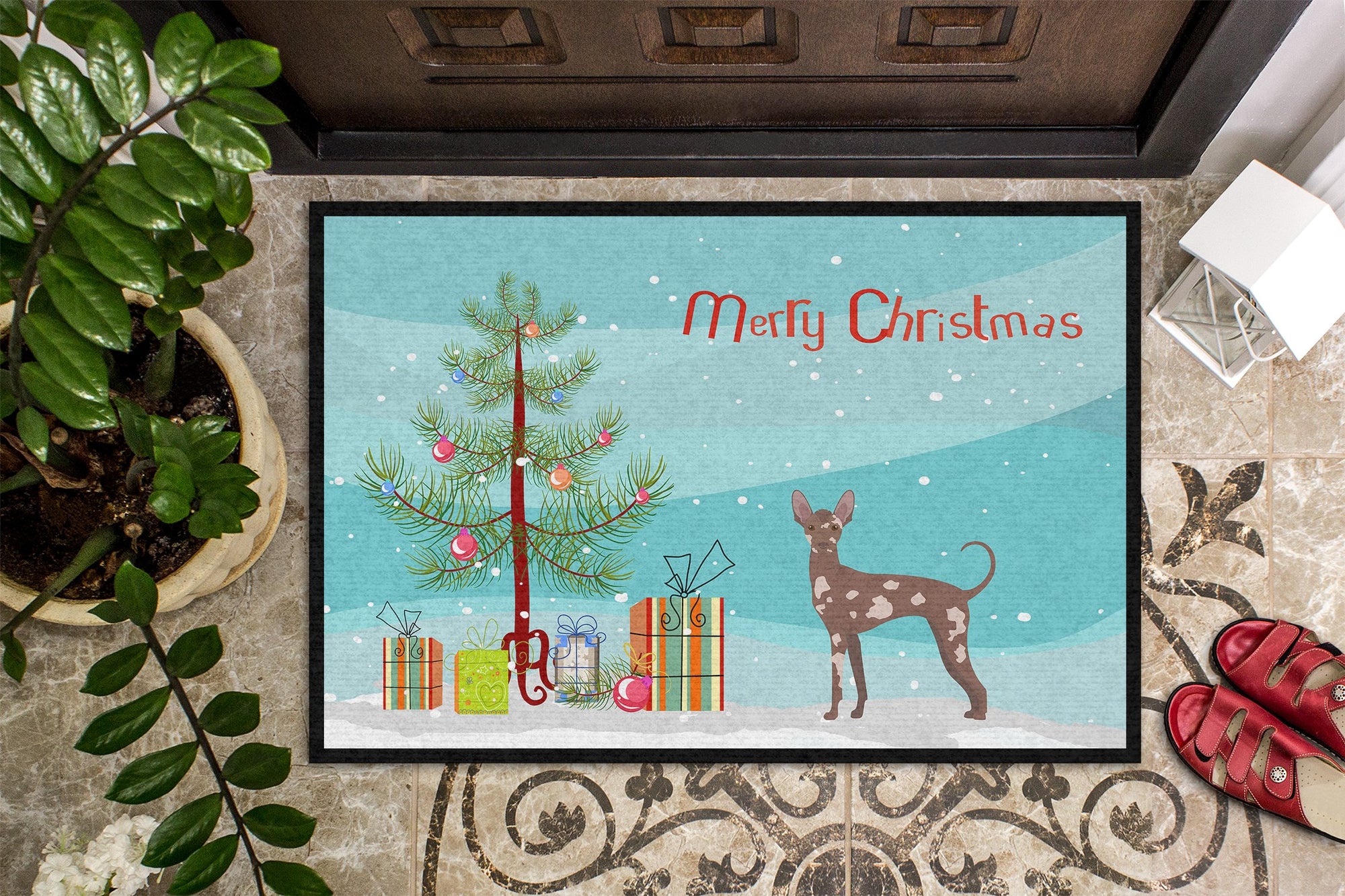 Mexican Hairless Dog Christmas Tree Indoor or Outdoor Mat 24x36 CK3473JMAT by Caroline's Treasures