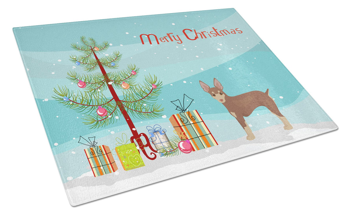 Miniature Fox Terrier Christmas Tree Glass Cutting Board Large CK3474LCB by Caroline&#39;s Treasures