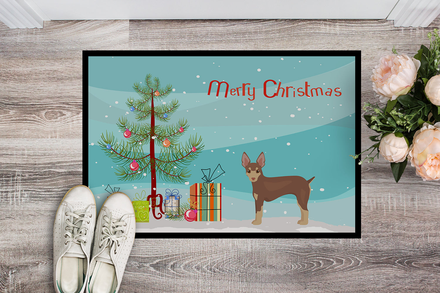 Miniature Fox Terrier Christmas Tree Indoor or Outdoor Mat 18x27 CK3474MAT - the-store.com