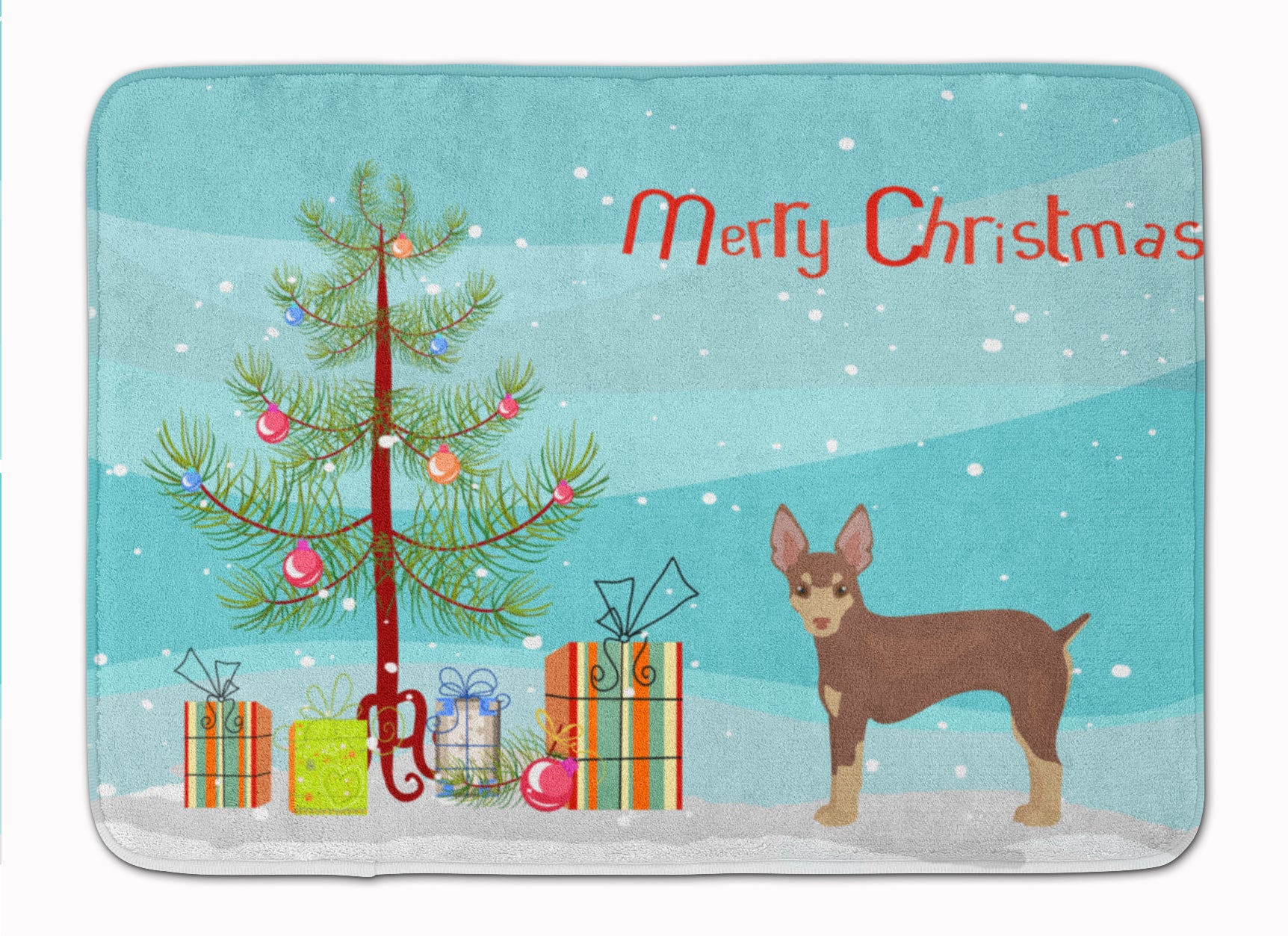 Miniature Fox Terrier Christmas Tree Machine Washable Memory Foam Mat CK3474RUG - the-store.com