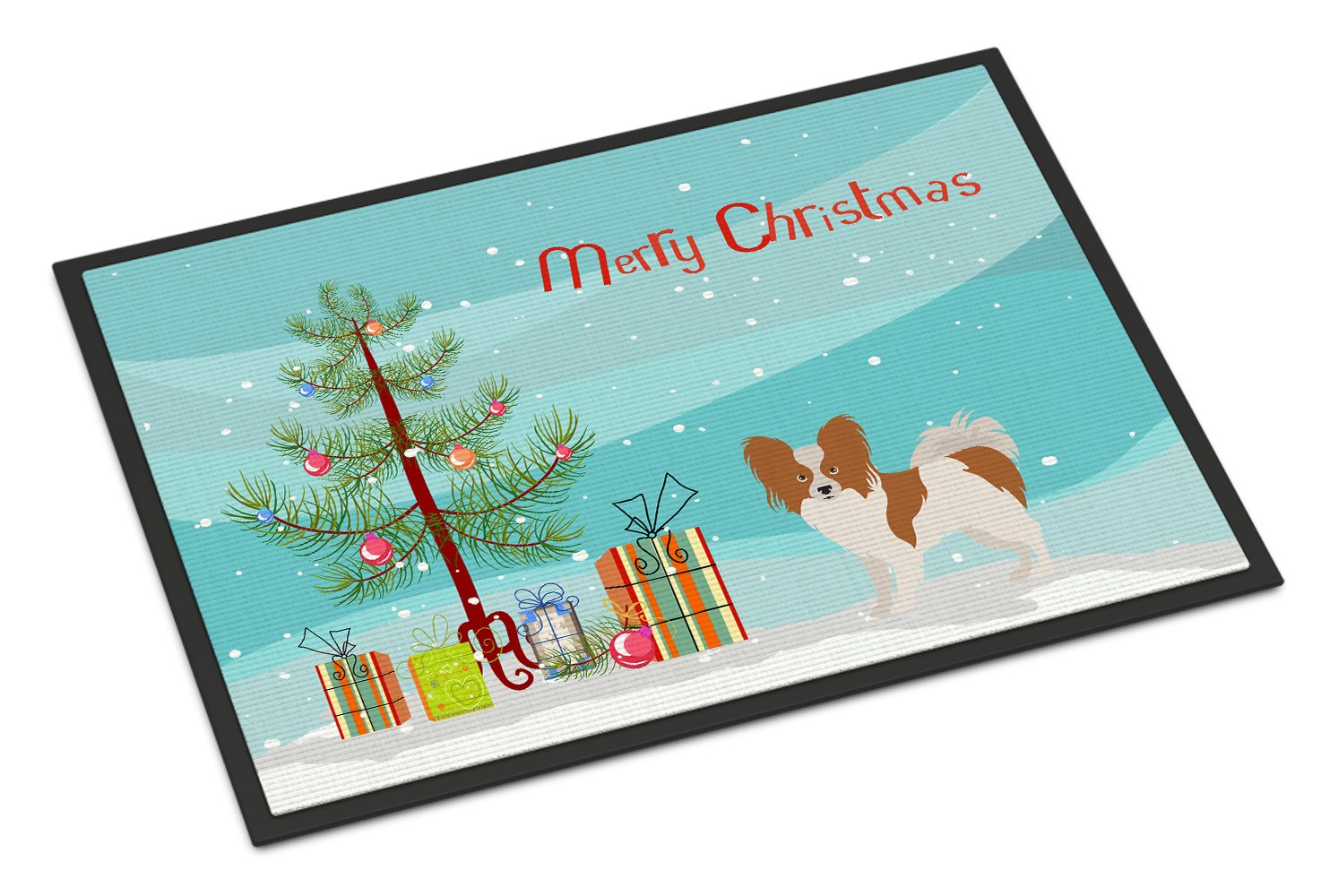 Papillon Christmas Tree Indoor or Outdoor Mat 24x36 CK3476JMAT by Caroline's Treasures