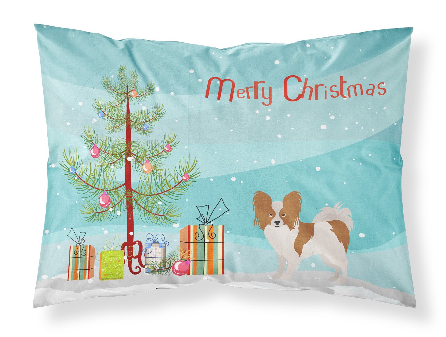 Papillon Christmas Tree Fabric Standard Pillowcase CK3476PILLOWCASE by Caroline's Treasures