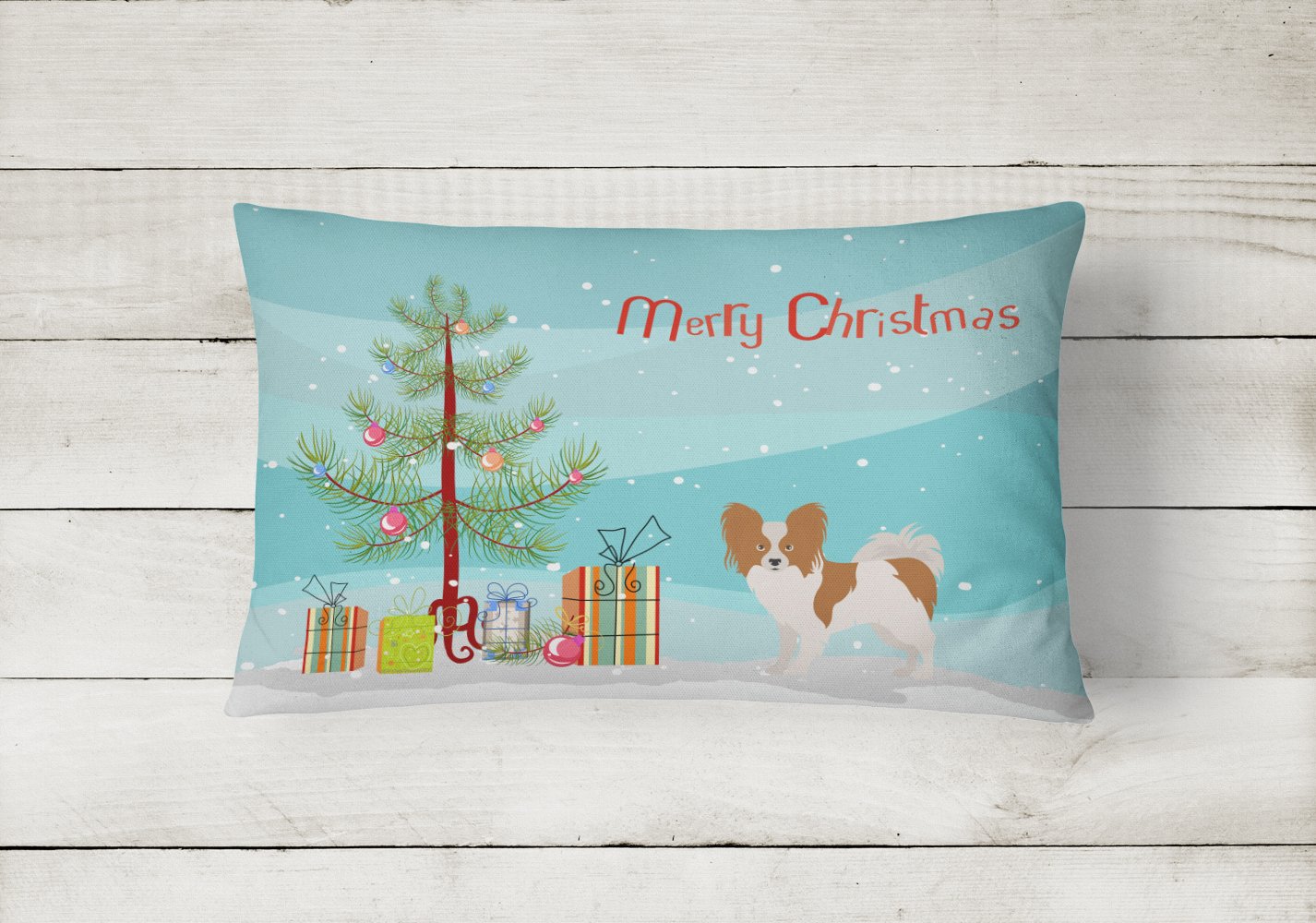 Papillon Christmas Tree Canvas Fabric Decorative Pillow CK3476PW1216 by Caroline's Treasures