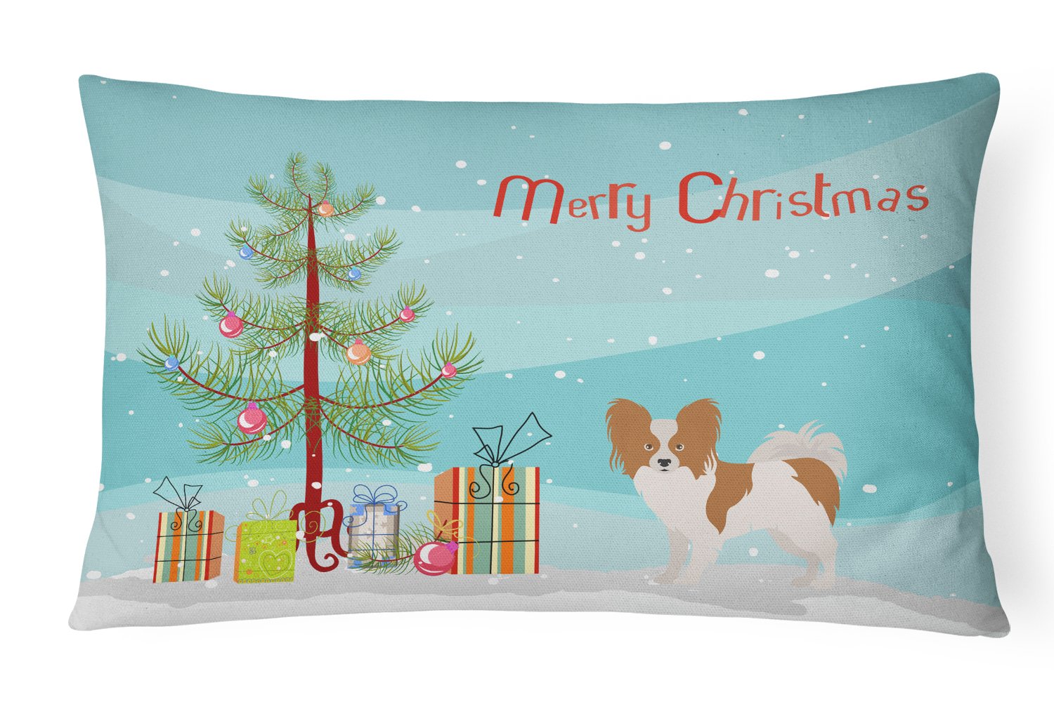 Papillon Christmas Tree Canvas Fabric Decorative Pillow CK3476PW1216 by Caroline's Treasures