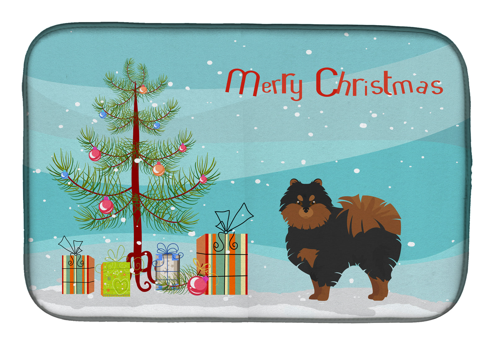 Pomeranian Christmas Tree Dish Drying Mat CK3477DDM  the-store.com.