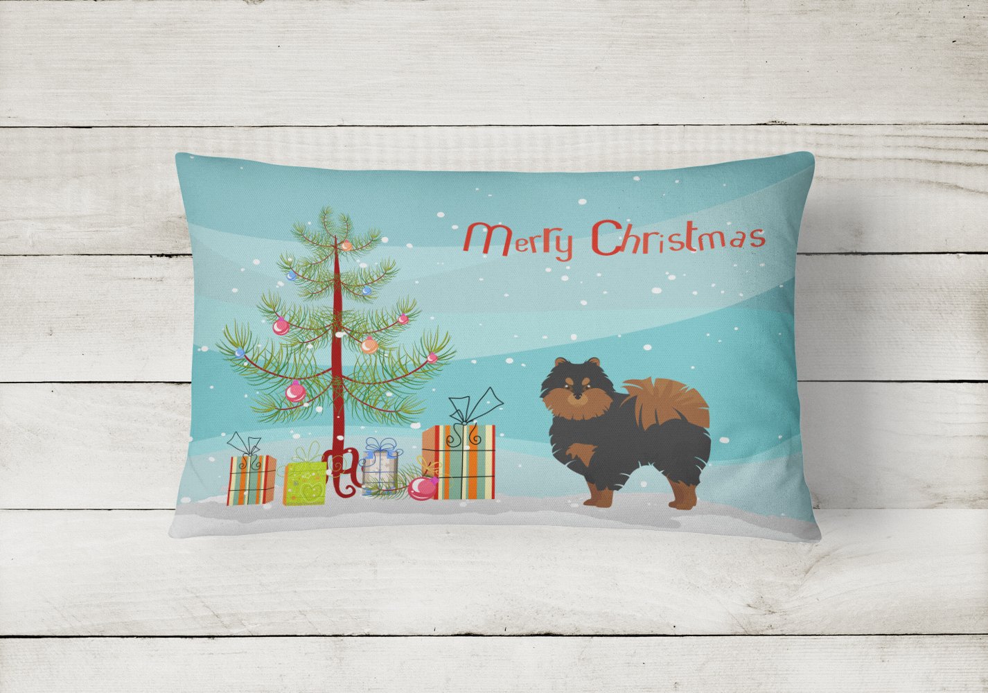 Pomeranian Christmas Tree Canvas Fabric Decorative Pillow CK3477PW1216 by Caroline's Treasures