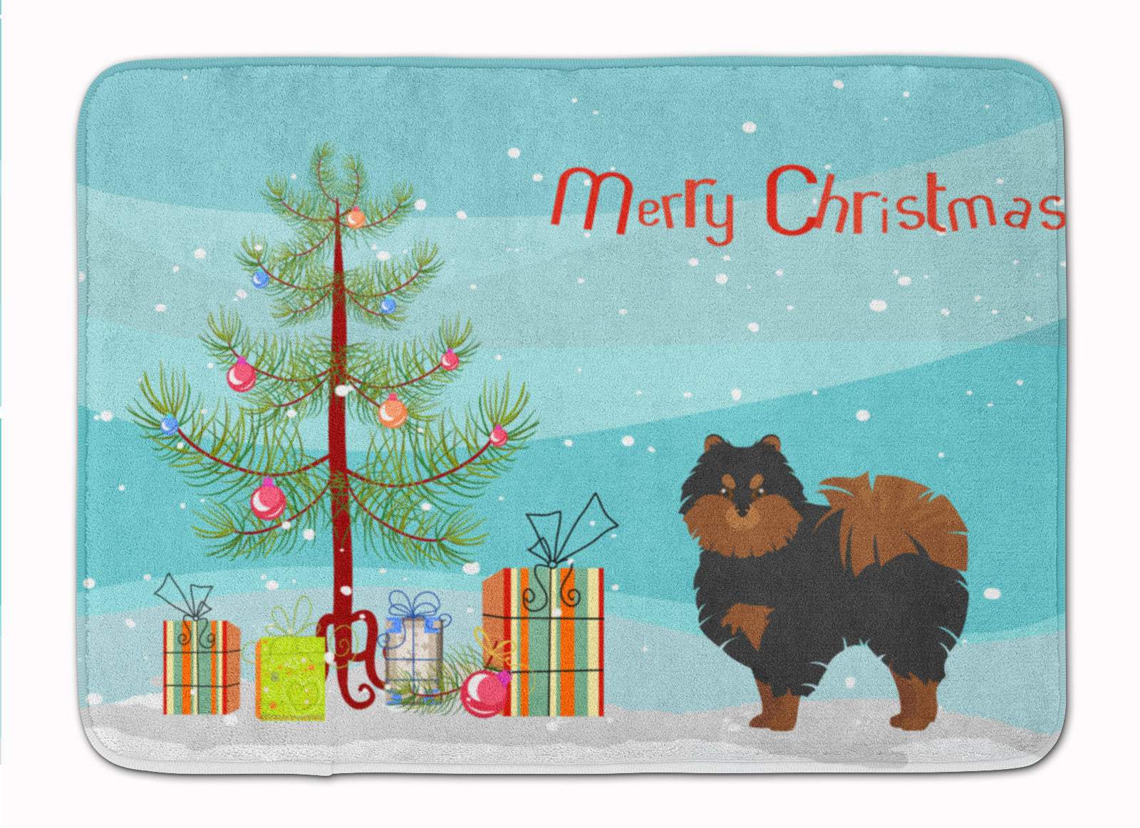 Pomeranian Christmas Tree Machine Washable Memory Foam Mat CK3477RUG - the-store.com