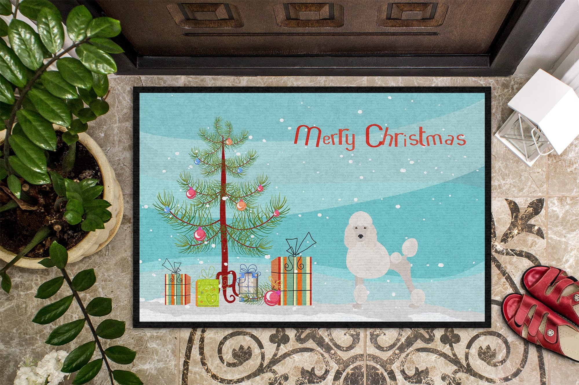 Miniature Poodle Christmas Tree Indoor or Outdoor Mat 24x36 CK3478JMAT by Caroline's Treasures