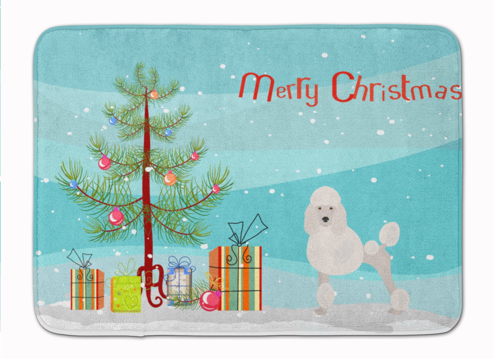 Miniature Poodle Christmas Tree Machine Washable Memory Foam Mat CK3478RUG - the-store.com