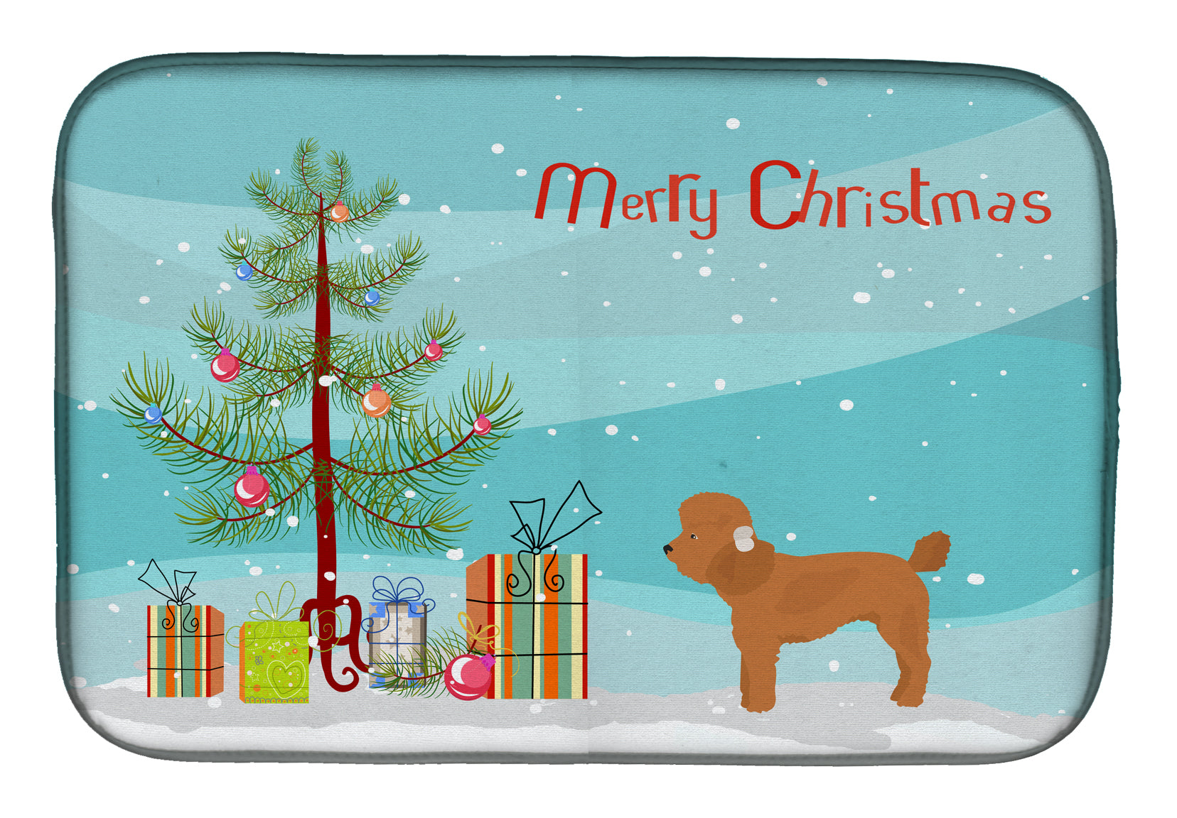 Toy Poodle Christmas Tree Dish Drying Mat CK3479DDM  the-store.com.