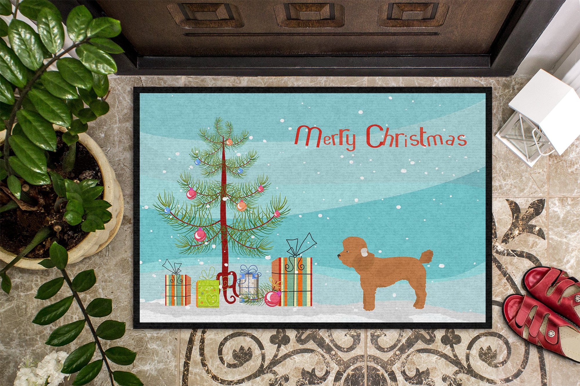 Toy Poodle Christmas Tree Indoor or Outdoor Mat 24x36 CK3479JMAT by Caroline's Treasures