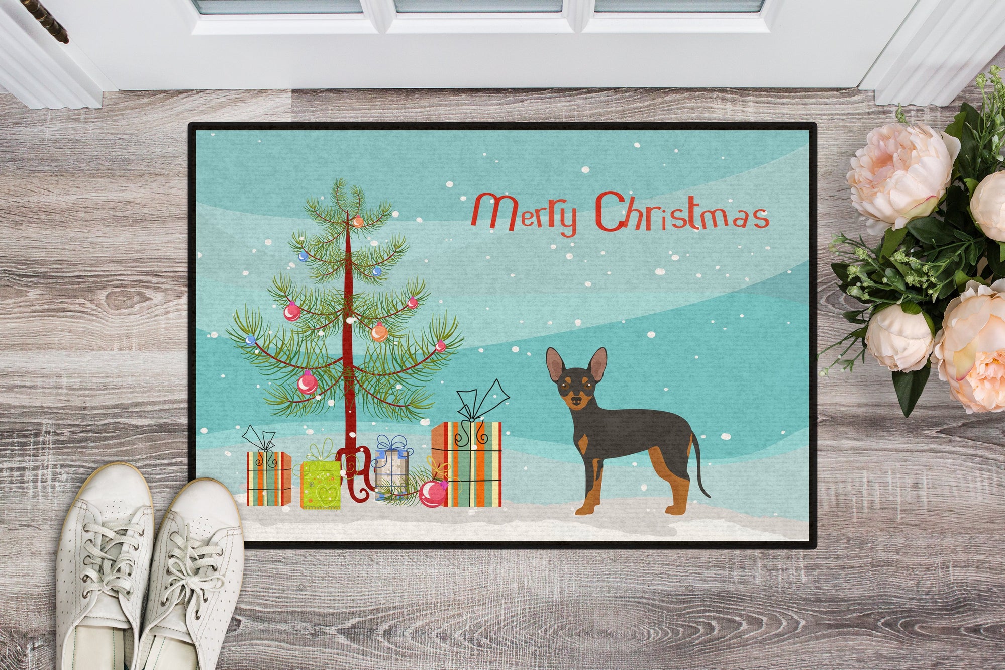 Prague Ratter Christmas Tree Indoor or Outdoor Mat 24x36 CK3480JMAT by Caroline's Treasures