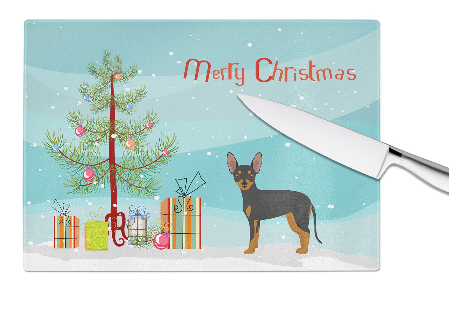 Prague Ratter Christmas Tree Glass Cutting Board Large CK3480LCB by Caroline's Treasures