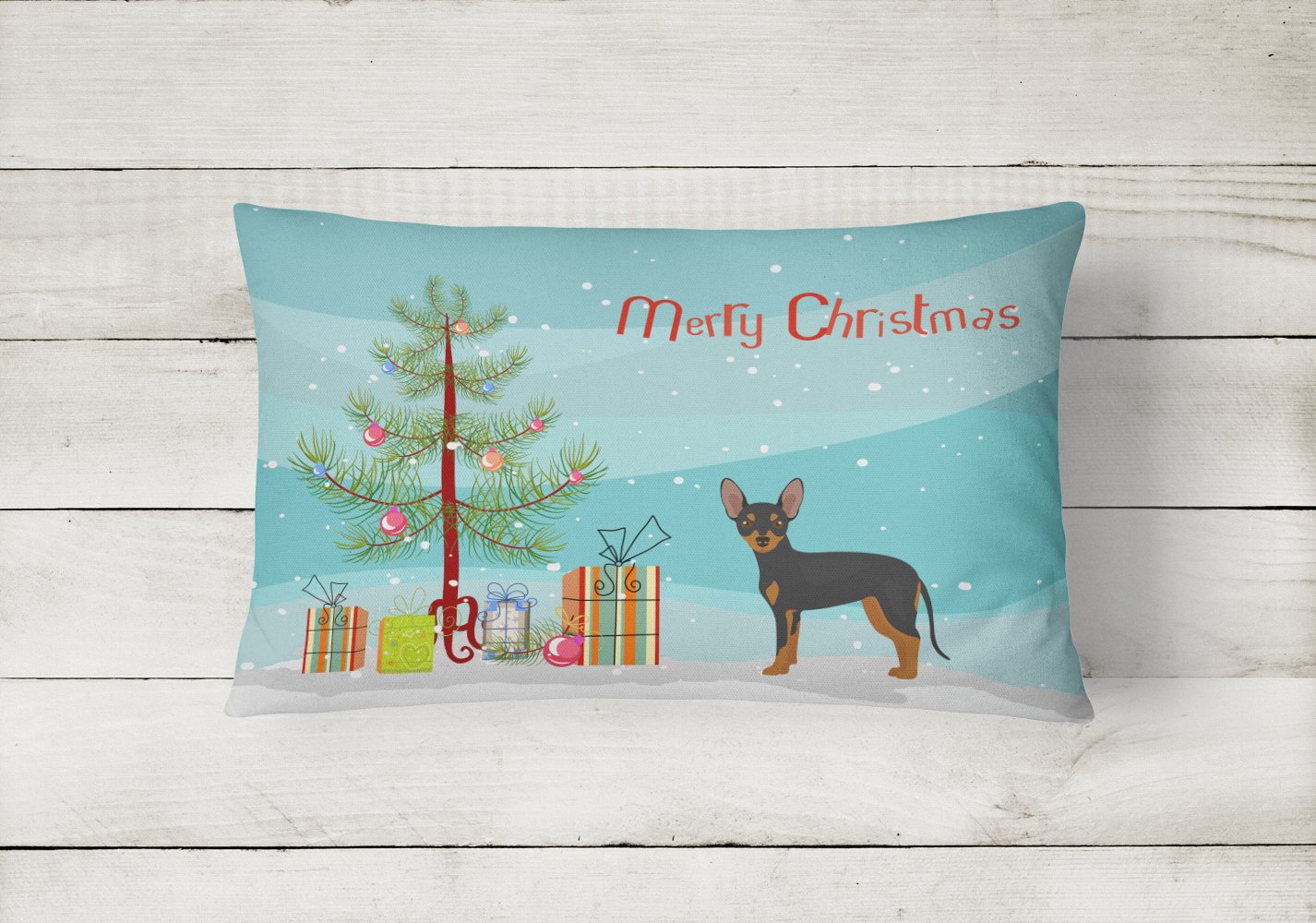 Prague Ratter Christmas Tree Canvas Fabric Decorative Pillow CK3480PW1216 by Caroline's Treasures