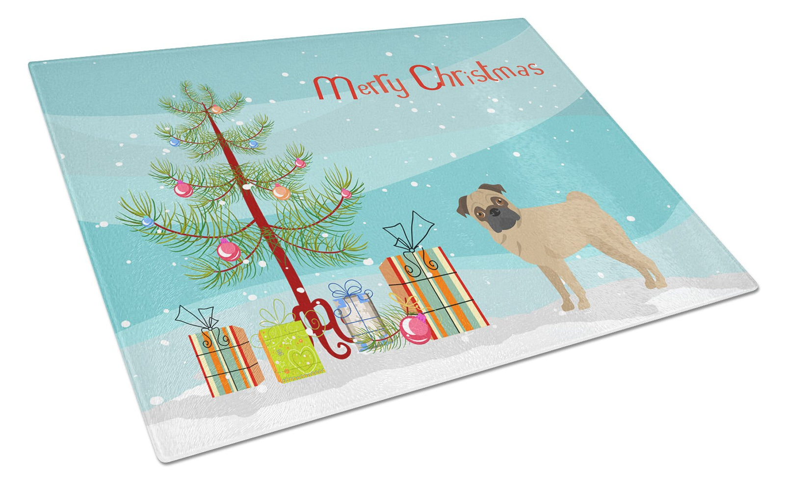 Pug Christmas Tree Glass Cutting Board Large CK3481LCB by Caroline's Treasures