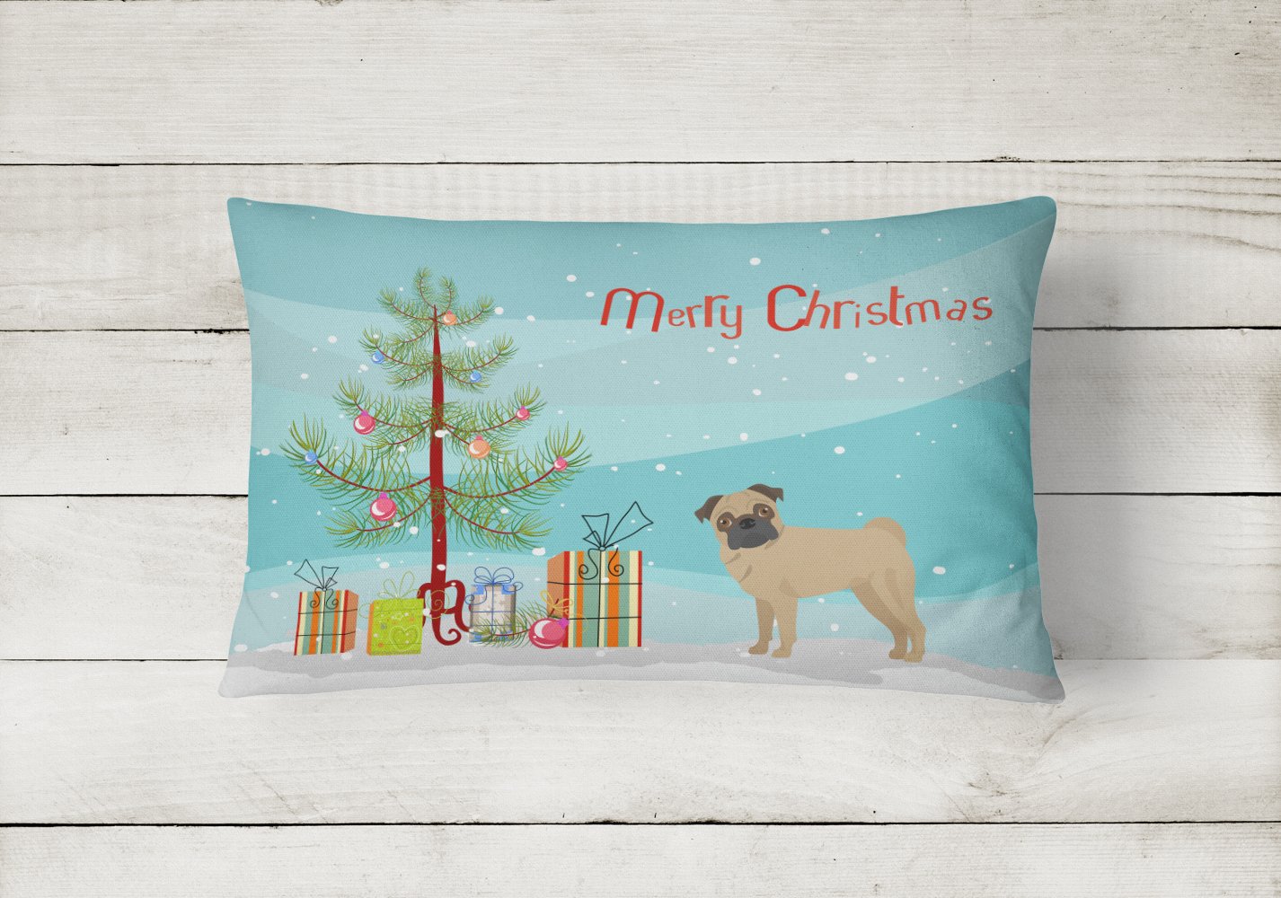 Pug Christmas Tree Canvas Fabric Decorative Pillow CK3481PW1216 by Caroline's Treasures