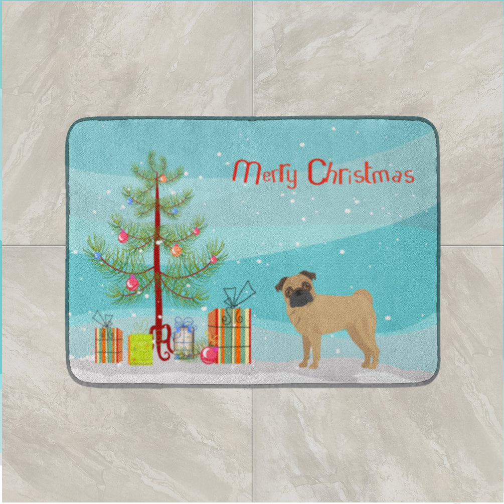 Pug Christmas Tree Machine Washable Memory Foam Mat CK3481RUG - the-store.com