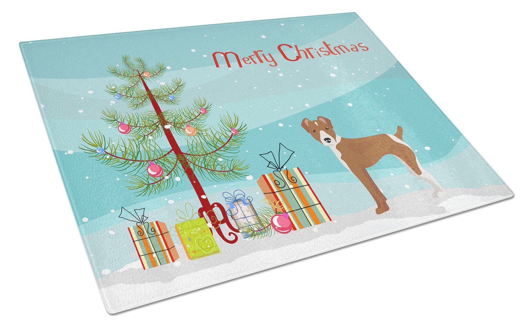 Rat Terrier Christmas Tree Glass Cutting Board Large CK3482LCB by Caroline's Treasures