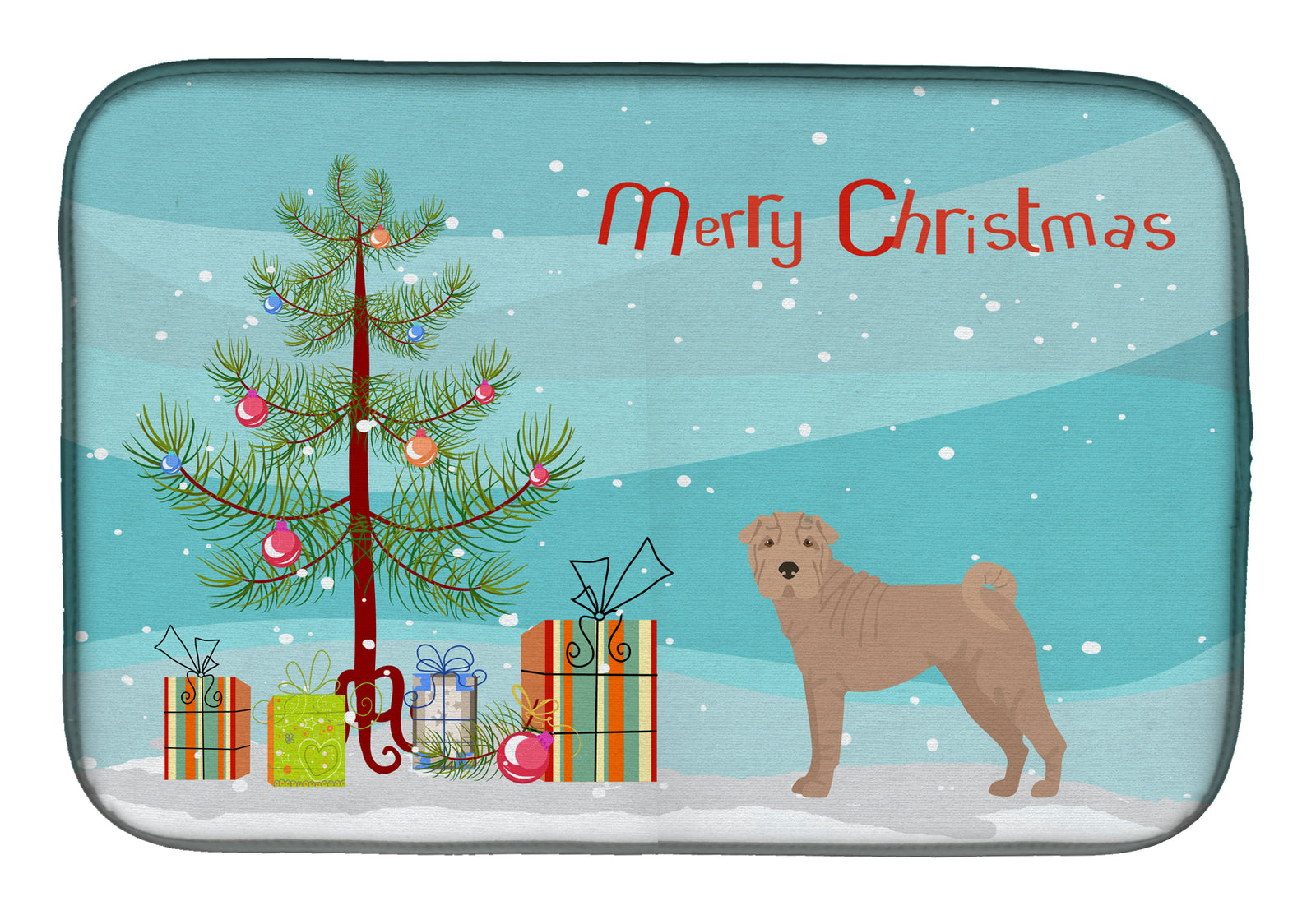 Shar Pei Christmas Tree Dish Drying Mat CK3485DDM  the-store.com.