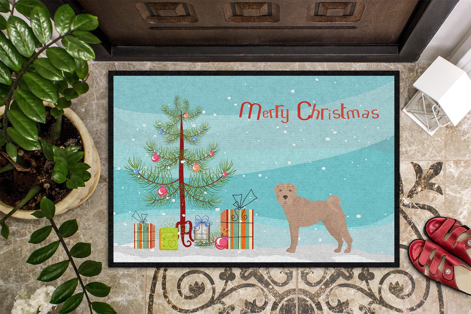 Shar Pei Christmas Tree Indoor or Outdoor Mat 24x36 CK3485JMAT by Caroline's Treasures